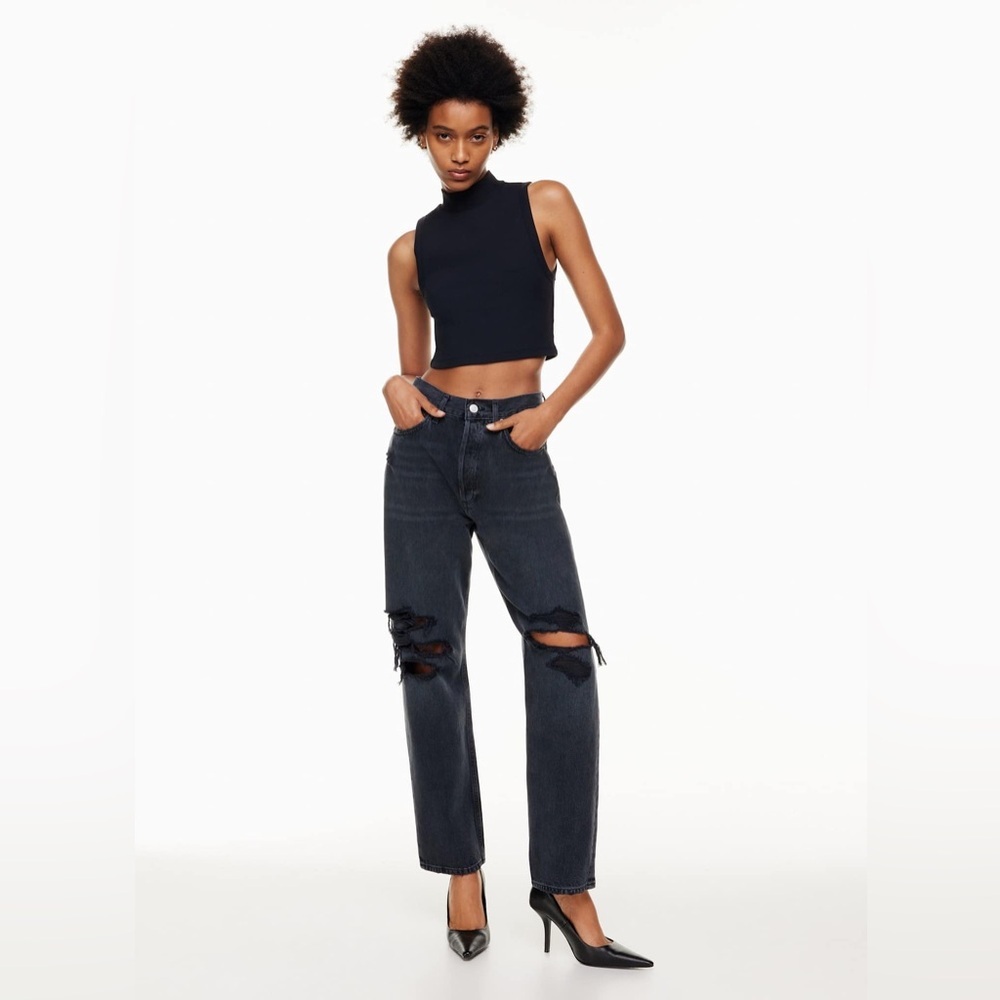 AGOLDE 90’s Mid Rise Loose in Vagabond Faded Black Distressed - Women’s 23